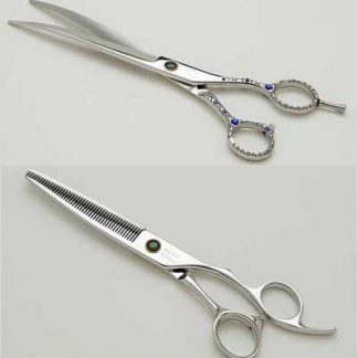 Blue Ribbon Curved Grooming Shear & Thinner Set 7", 8", 9"